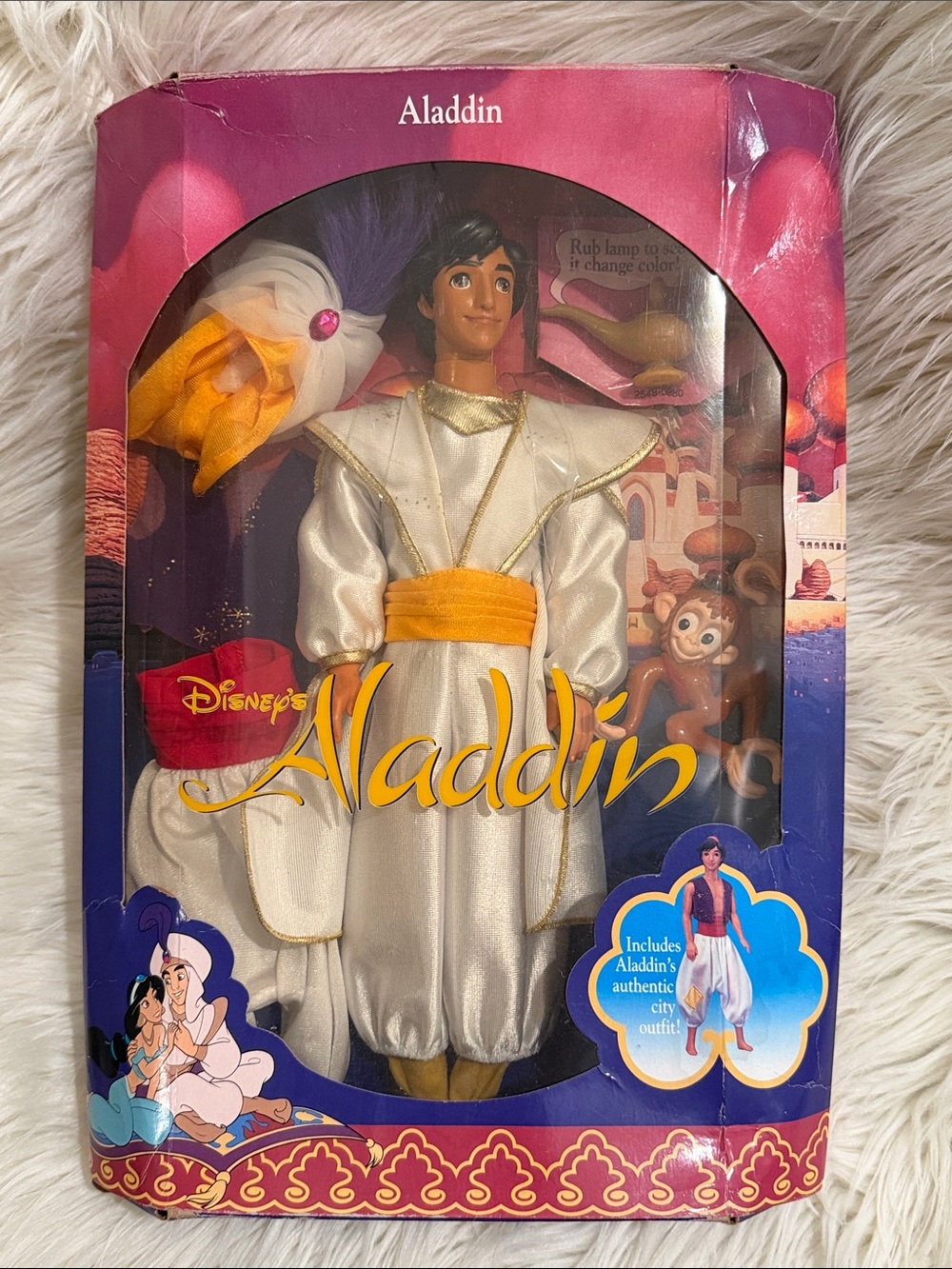 1992 Disney Aladdin Doll No.2548 PRINCE ALADDIN & ABU MONKEY w/City Outfit NIB